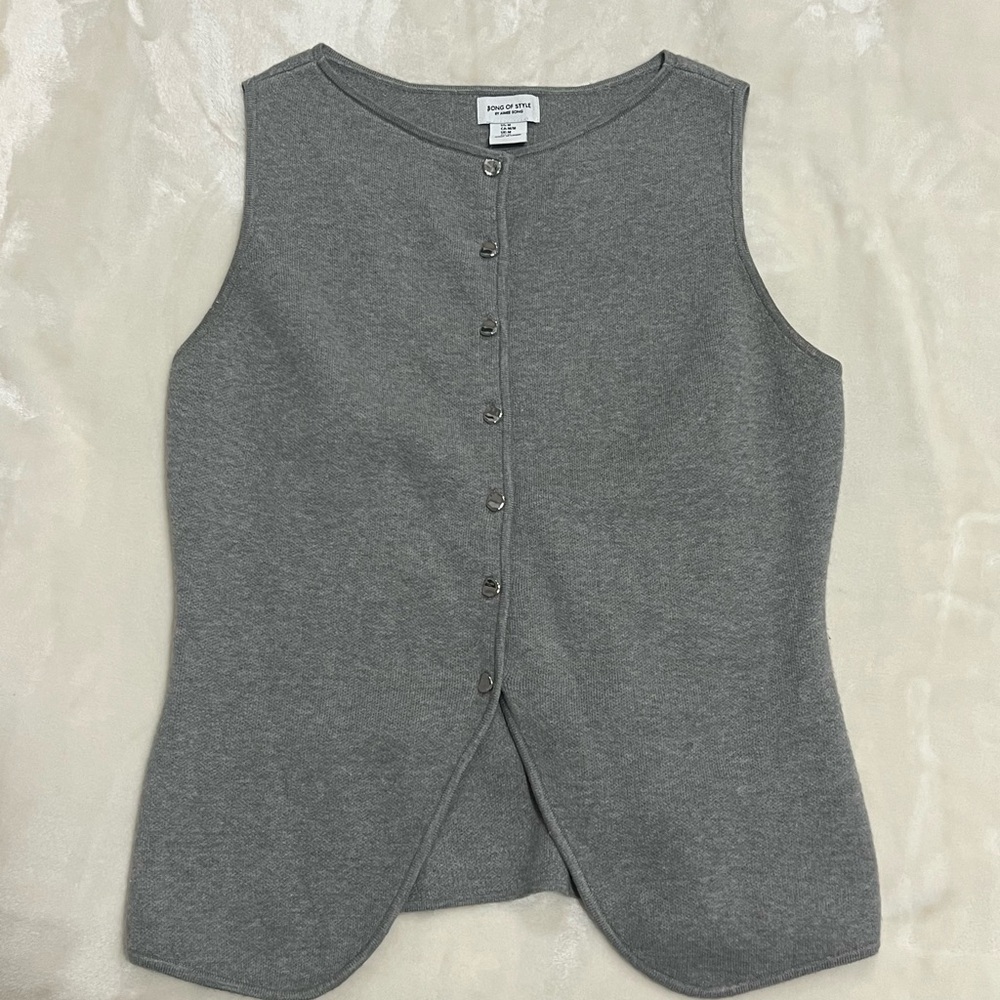 Song of Style Charcoal Sleeveless Button-Down Shirt